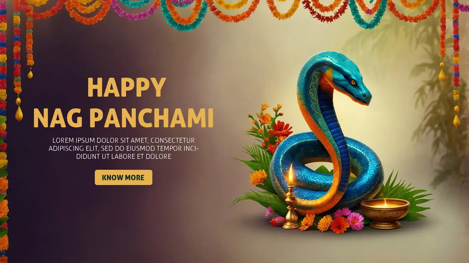 Bright and Beautiful Nag Panchami Festival Wishes Card image